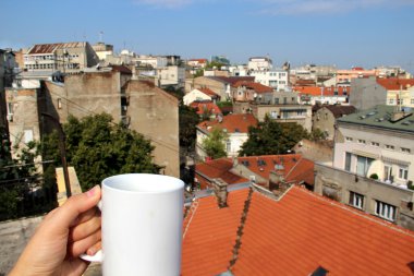 Güzel manzarasına Belgrad çatılar, Sırbistan