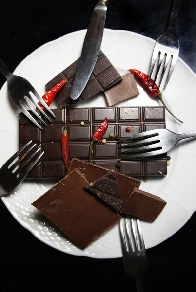 プレートのチョコレートの作品 — ストック写真