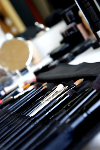 Make-up room and mix of brushes — Stock Photo, Image