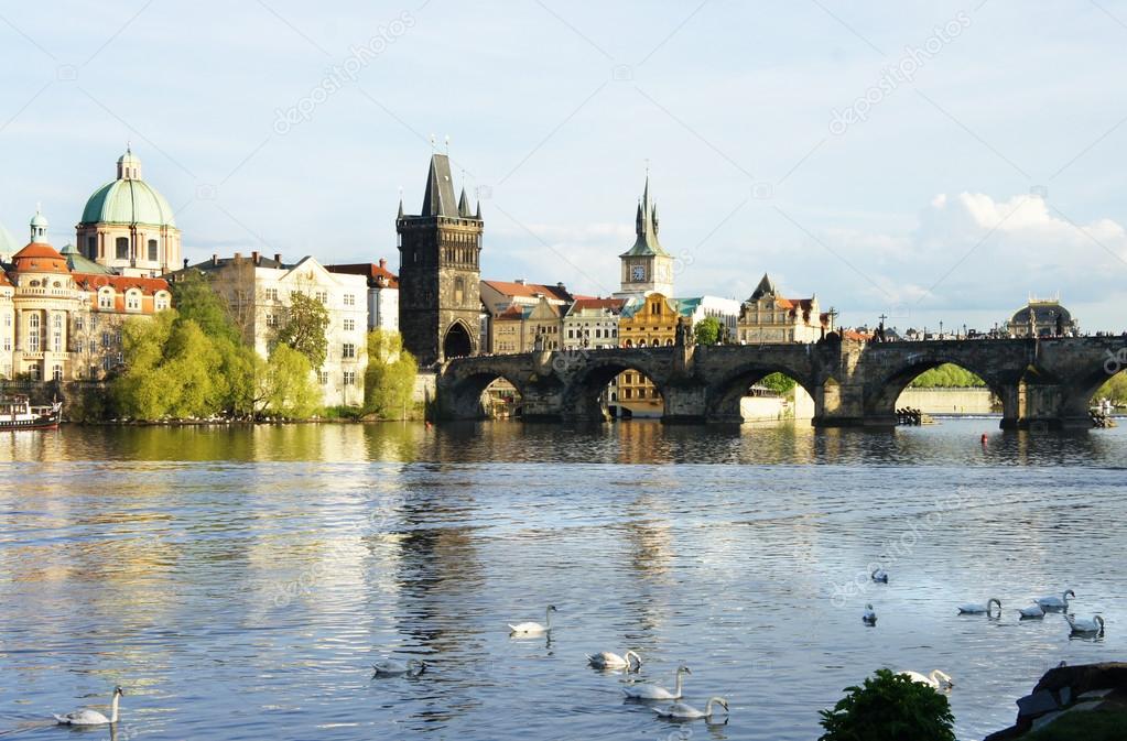 Beautiful view of Charles bridge, Prague