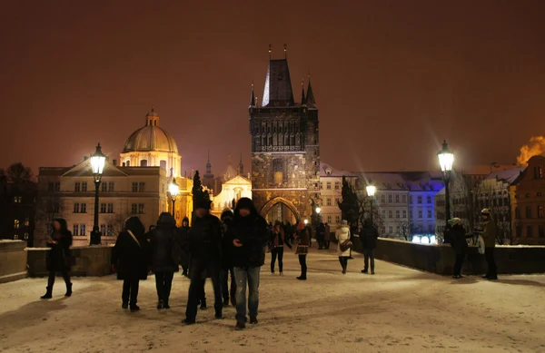 Sníh na Karlův most, Praha — Stock fotografie