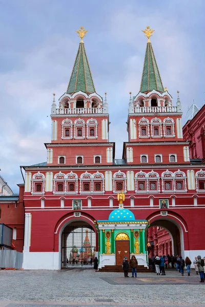 Moscow Russia March 2021 Resurrection Iverskie Gate Red Square Gate — Stock Photo, Image