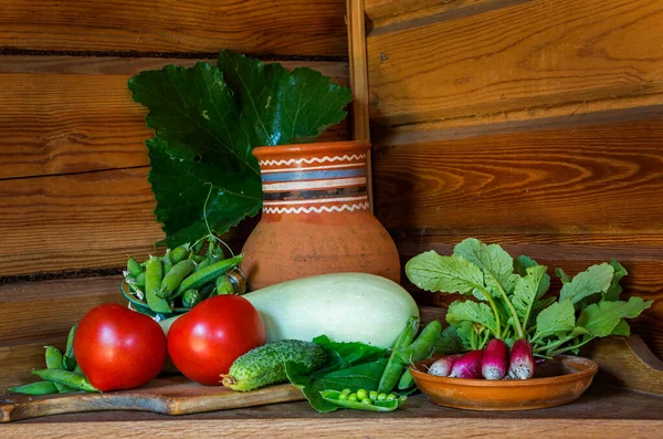 Stillleben Mit Gemüse Sommer Und Herbst Ist Angenehm Gemüse Ernten — Stockfoto