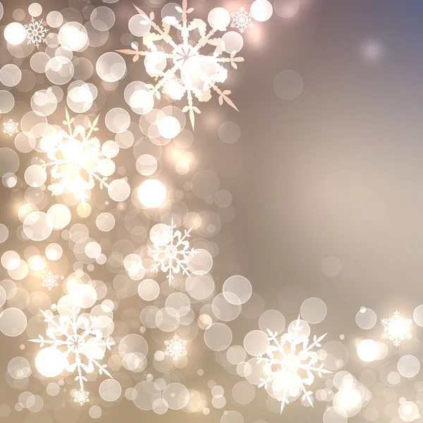 Abstract Christmas card with white and golden shining snowflakes — Stock Photo, Image