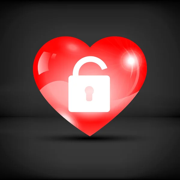 Lock in a red heart icon — Stock Vector