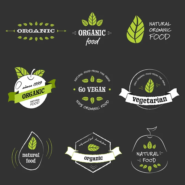 Distintivos alimentares orgânicos — Vetor de Stock