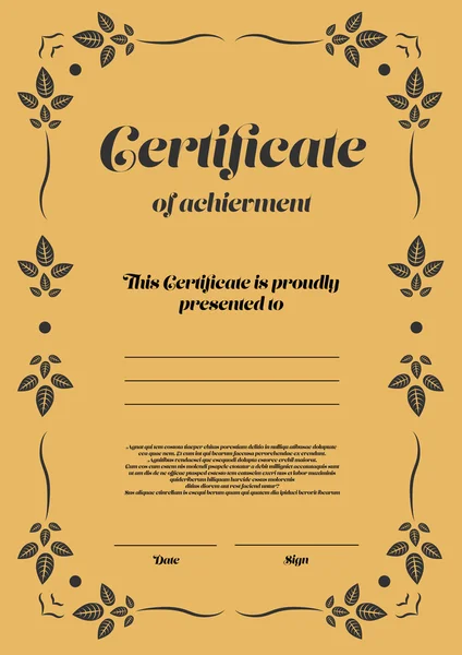 Modello di certificato verticale oro — Vettoriale Stock