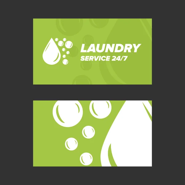 Serviço de lavandaria verde cartão de visita — Vetor de Stock