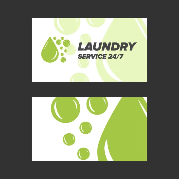 Serviço de lavandaria verde cartão de visita — Vetor de Stock