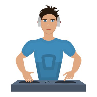 DJ konsolu ile gülümseyen