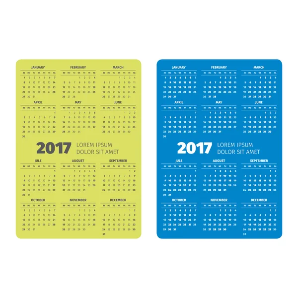 Calendário de bolso 2017 — Vetor de Stock