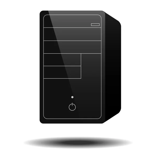 Black plastic computer case icon — Stock Vector