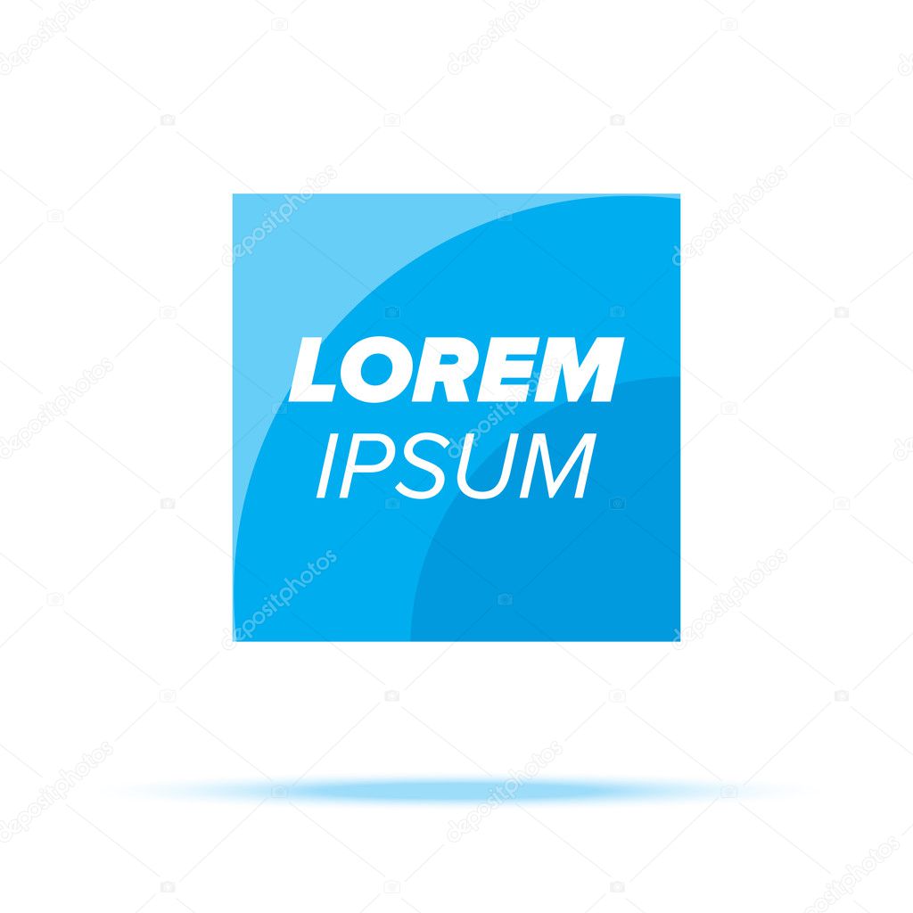 Blue colored abstract square logo with sample text