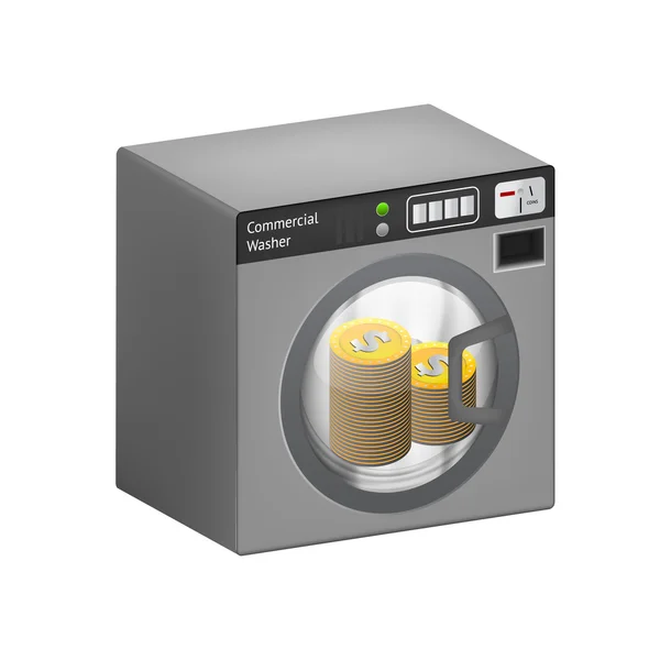 Dollar munten in wasmachine — Stockvector