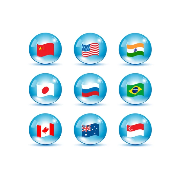 Dünya ülkeler bayrakları kümesi — Stok Vektör