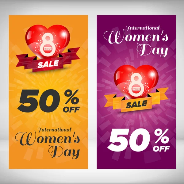 Mujer día banners conjunto — Vector de stock