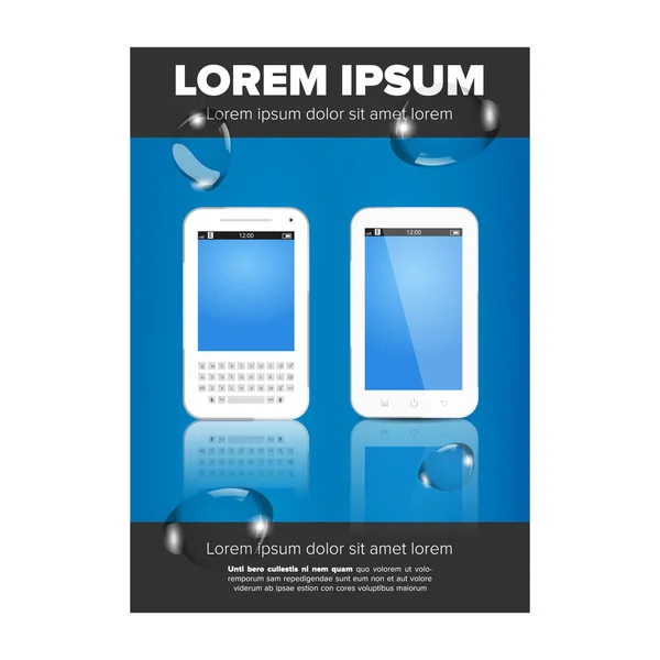 Brochure ontwerp met mobiele telefoons — Stockvector