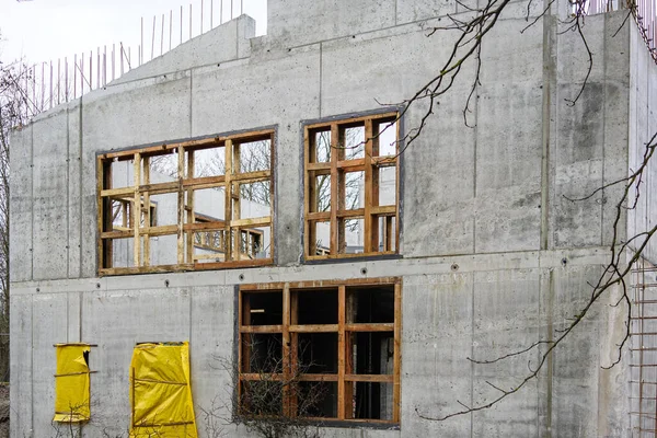 a new house wall built using concrete formwork