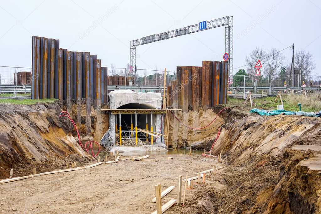 construction of a pedestrian tunnel under the highway