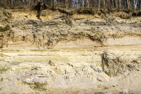 Erosión Costera Expuesto Varias Capas Tierra — Foto de Stock