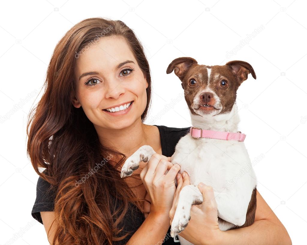 Happy Girl With Chihuahua Dog
