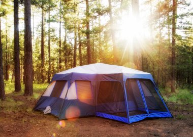  tent in the woods of Payson, Arizona clipart