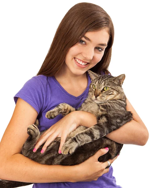 Teenager mit Katze Nahaufnahme — Stockfoto