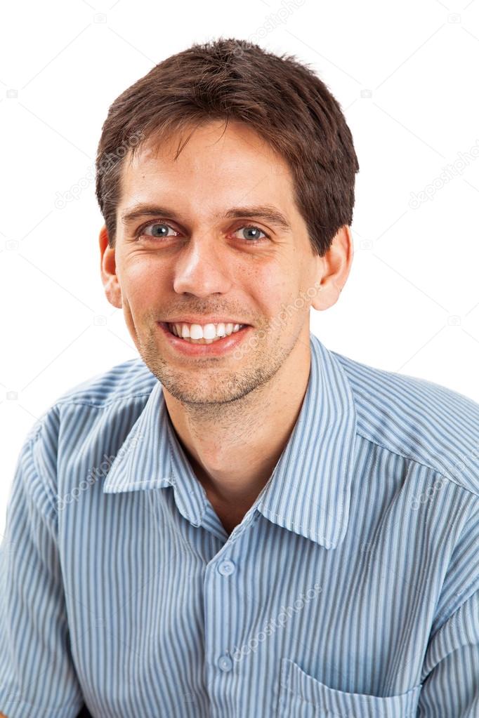 Young Man in Casual Button Down Shirt