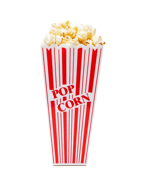 Popcorn i lång randig behållare — Stockfoto
