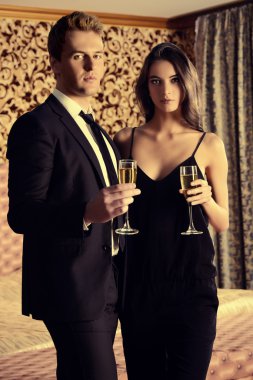 drinking champagne. Beauty, fashion. clipart