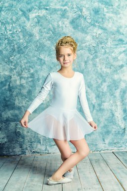 little swan. Beautiful young ballet dancer posing in studio.