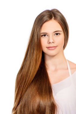 kahverengi saçlı. Sağlıklı saç, saç bakım. 