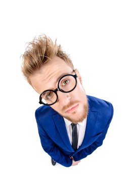 iflas. Bir takım elbiseli komik akıllı adam 