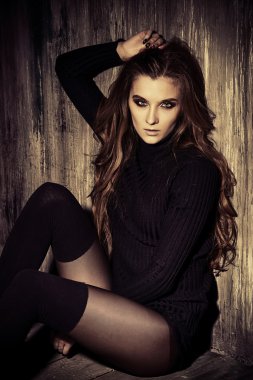 cinsel kadın. Uzun saç.