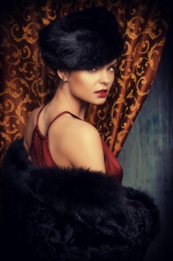 şık kürk güzellik, moda.
