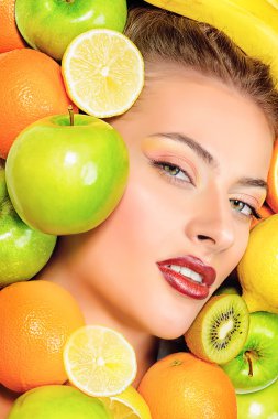 healthy eating, beautiful smiling woman