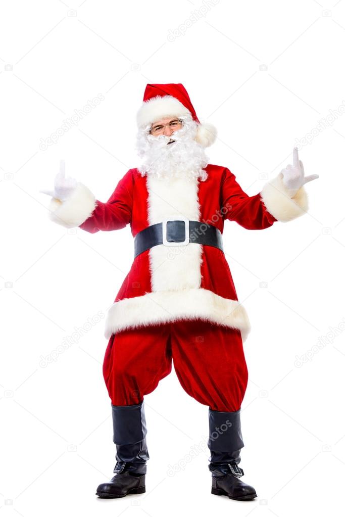 Cheerful young man in a costume of Santa Claus.