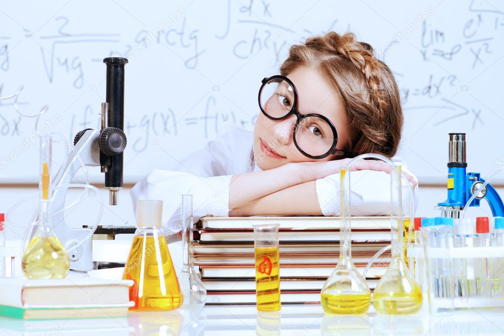 scientist girl in the laboratory.