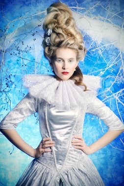 Dişi Büyücü kış. Buz kraliçesi kavramı.