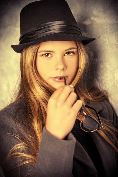 modern girl. Youth fashion. Studio shot.