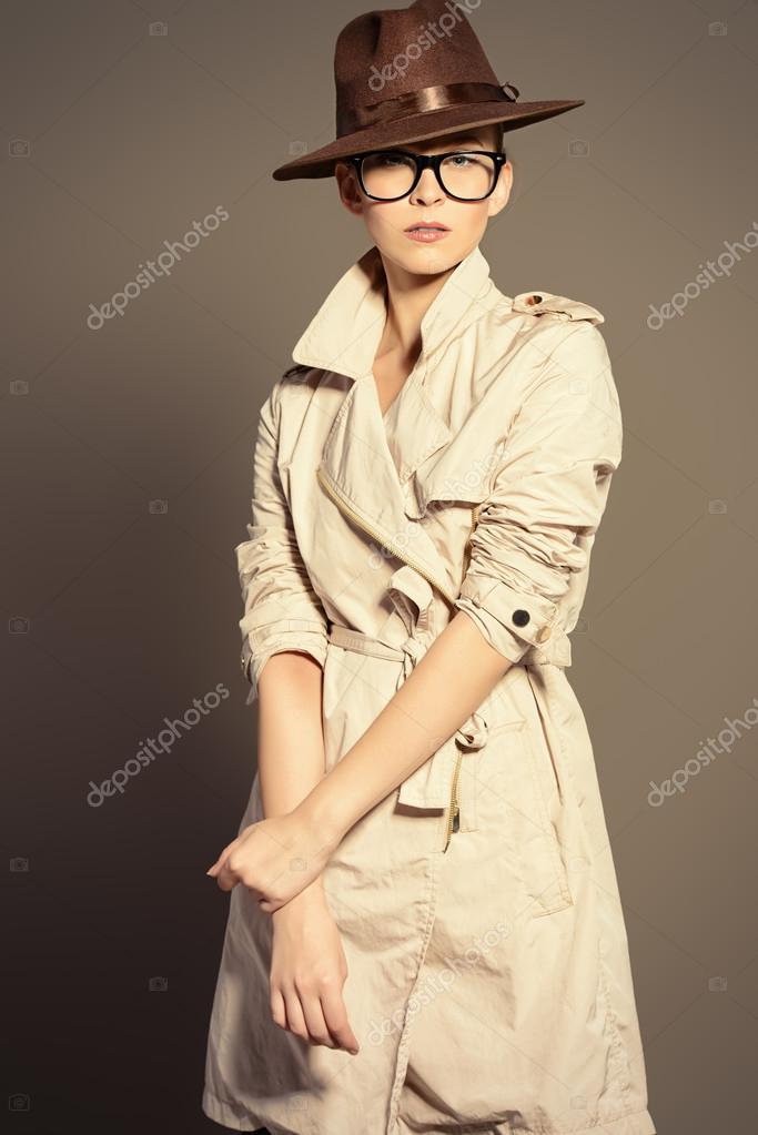 Come To A Conclusion Detective Style Detective style. Beauty, fashion. — Stock Photo © prometeus #98776404