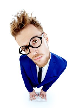 programcı. Komik akıllı işadamı