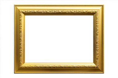 Beyaz arkaplanda izole edilmiş antika altın çerçeve