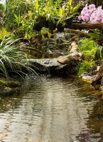 Waterval in tuin ontwerp. — Stockfoto