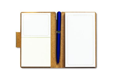 Not kağıdı geri dönüştürülmüş kağıt kapaklı ve kalemle (CLI çeşitli