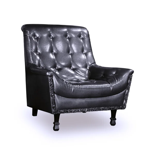 Krzesło skórzane luksusowe czarne na białym tle. — Zdjęcie stockowe