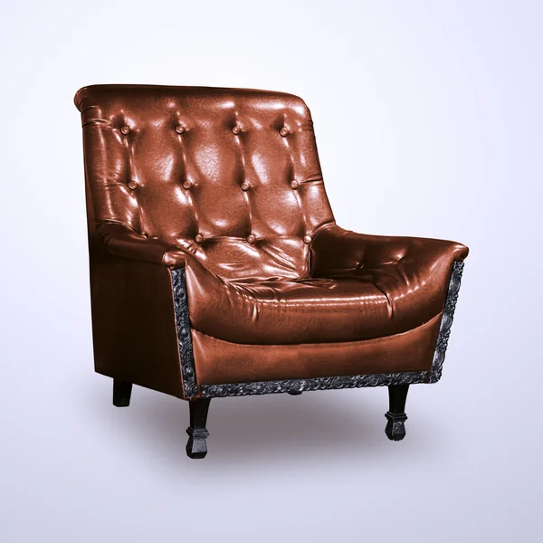 Lyx brun läder stol isolerad på vit bakgrund omfattar — Stockfoto
