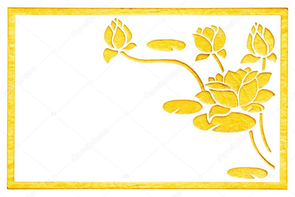 Ornament elements, vintage gold floral stucco designs with frame
