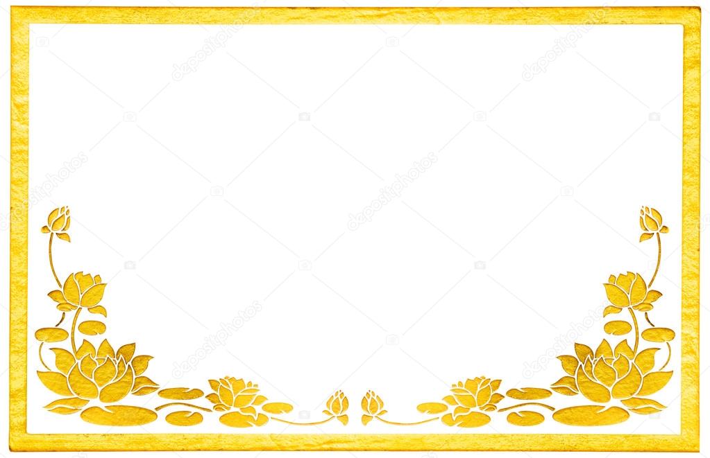 Ornament elements, vintage gold floral stucco designs with frame