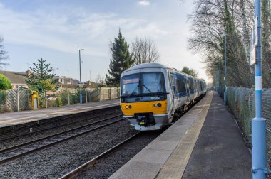 British Rail Great British Railways Railway station West Midlands England UK. Passenger suburban rural commuter platform showing tracks and rails.